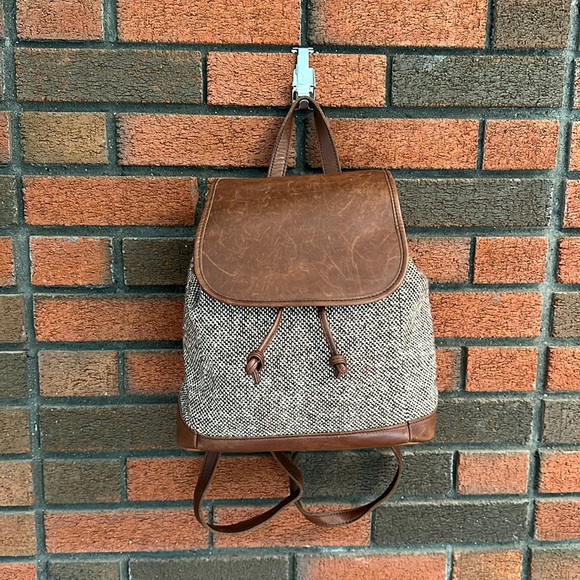L.L. Bean Bags Vintage Ll Bean Tweed And Leather Mini Backpack